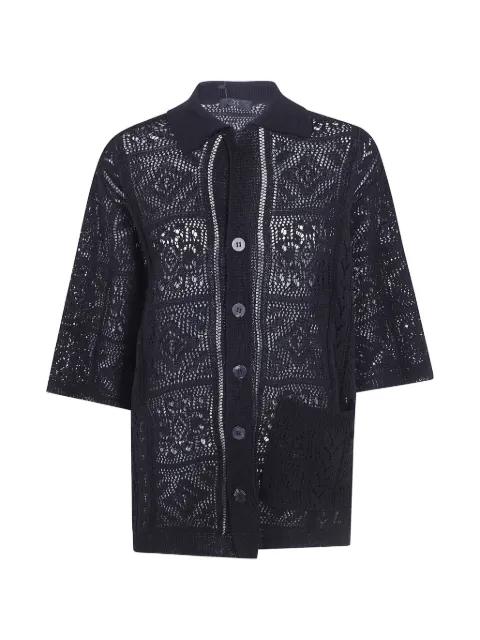 Mexican crochet-knit patch-pocket shirt by Y'S