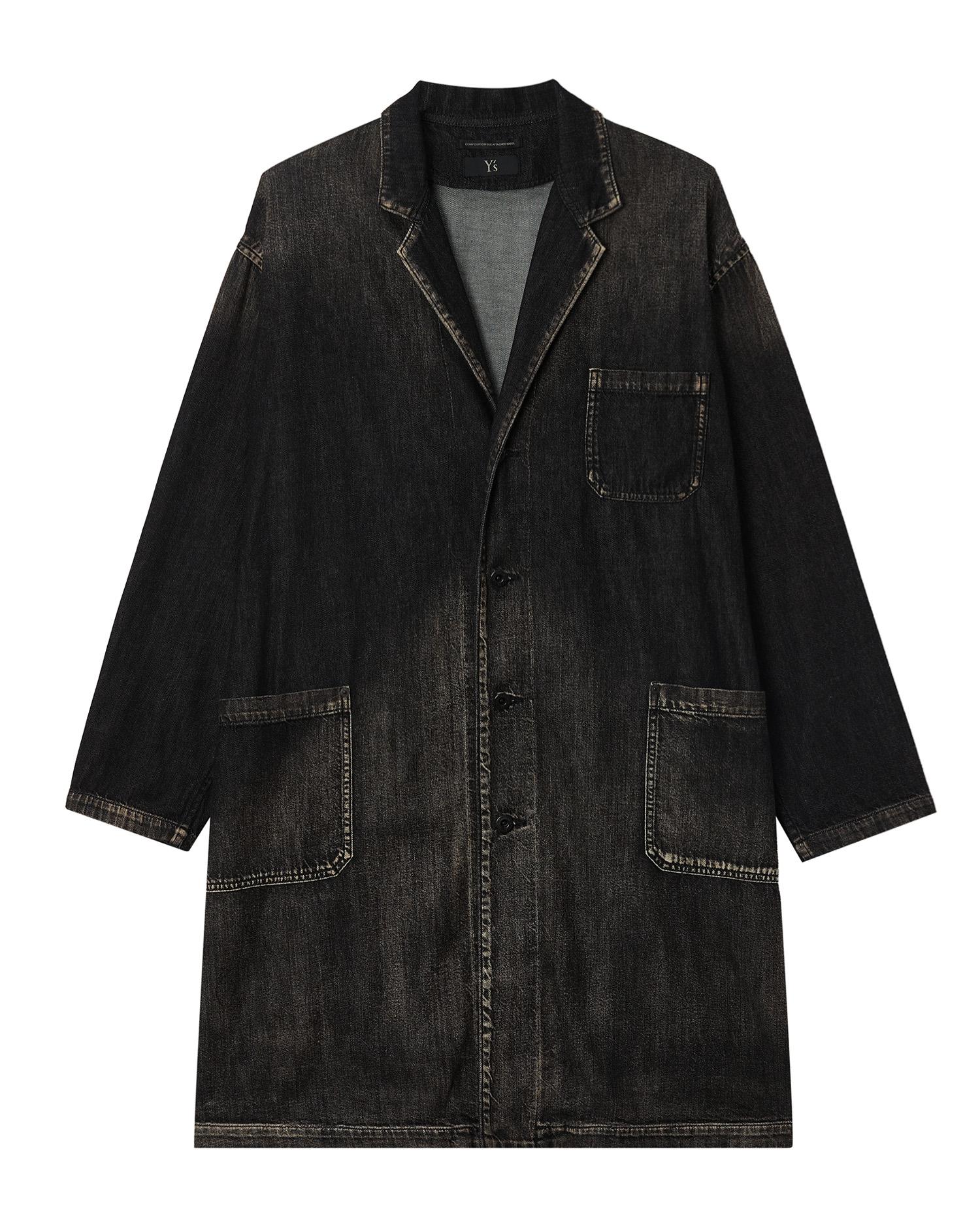 Washed denim long coat by Y'S