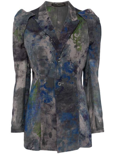 abstract-pattern print cotton-blend blazer by Y'S