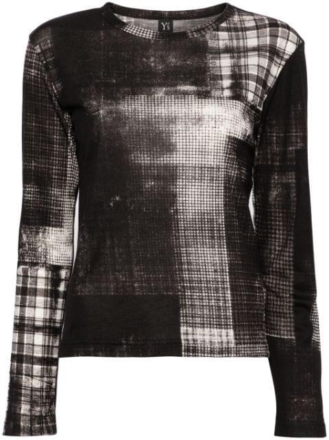 abstract-print fine-knit jumper by Y'S