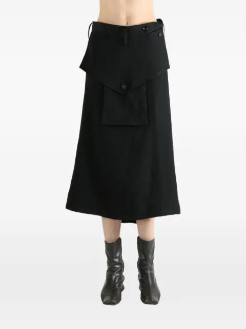 button-detail midi skirt by Y'S