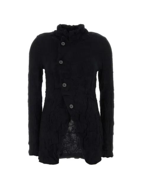 crinkled-finish asymmetric-fastening cardigan by Y'S