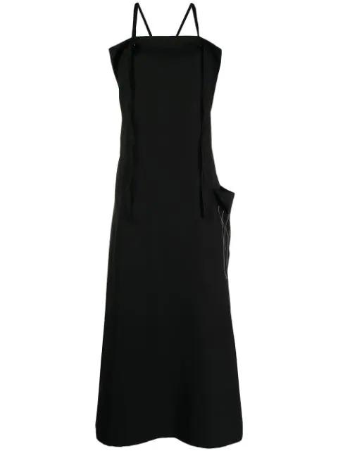 draped-pocket midi dress by Y'S