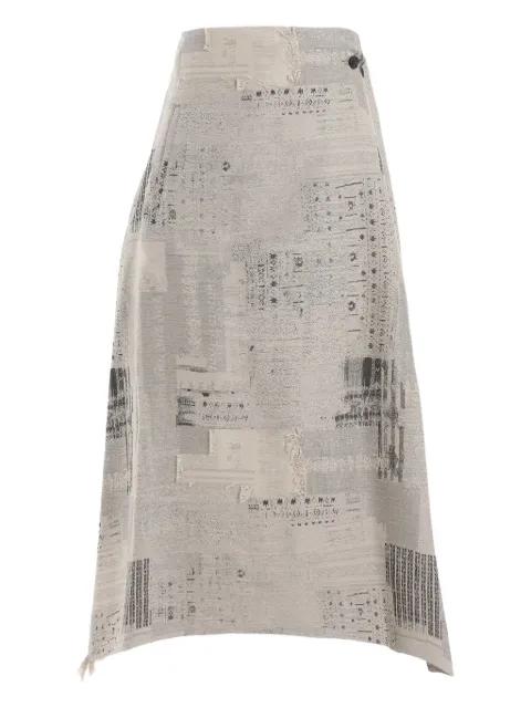 fringe-detail midi skirt by Y'S