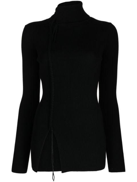 front-slit wool knitted top by Y'S