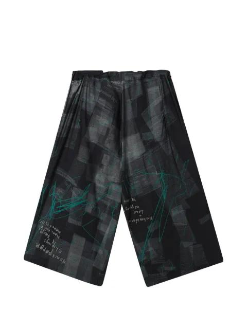 graphic-print wide-leg trousers by Y'S