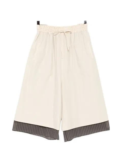 layered pinstripe-pattern shorts by Y'S
