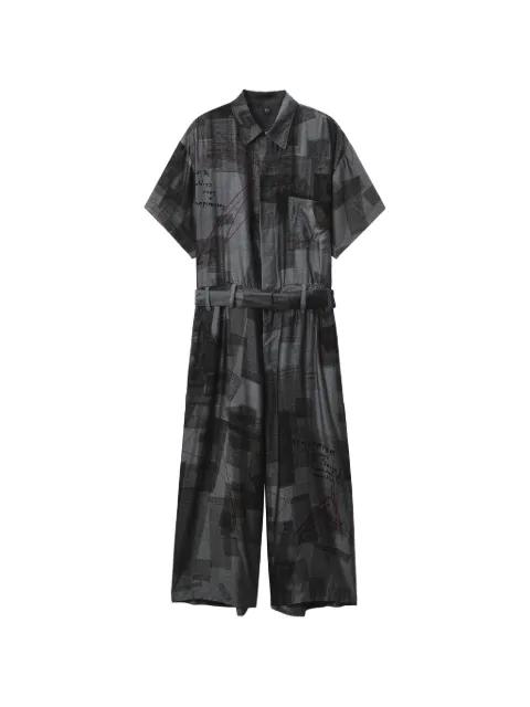 newspaper-print jumpsuit by Y'S
