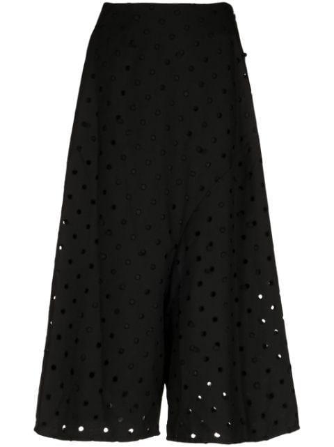 polka dot gabardine cropped trousers by Y'S