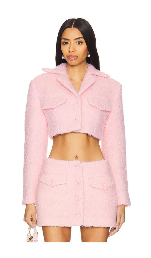 Yuhan Wang Faux Fur Cropped Jacket in Pink by YUHAN WANG