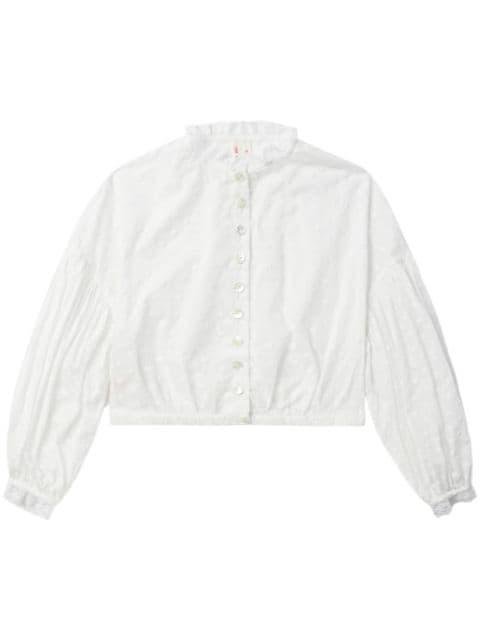 floral-embroidered cotton blouse by YUHAN WANG