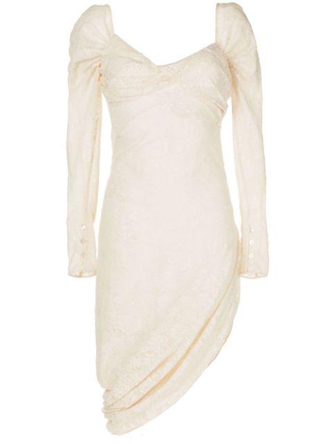 lace asymmetric long-sleeve dress by YUHAN WANG