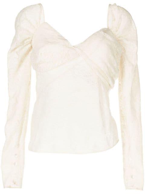 semi-sheer lace top by YUHAN WANG