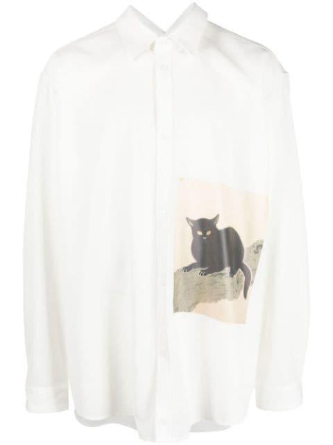 cat-print shirt jacket by YUIKI SHIMOJI