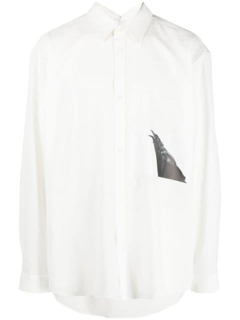 crow-print shirt jacket by YUIKI SHIMOJI