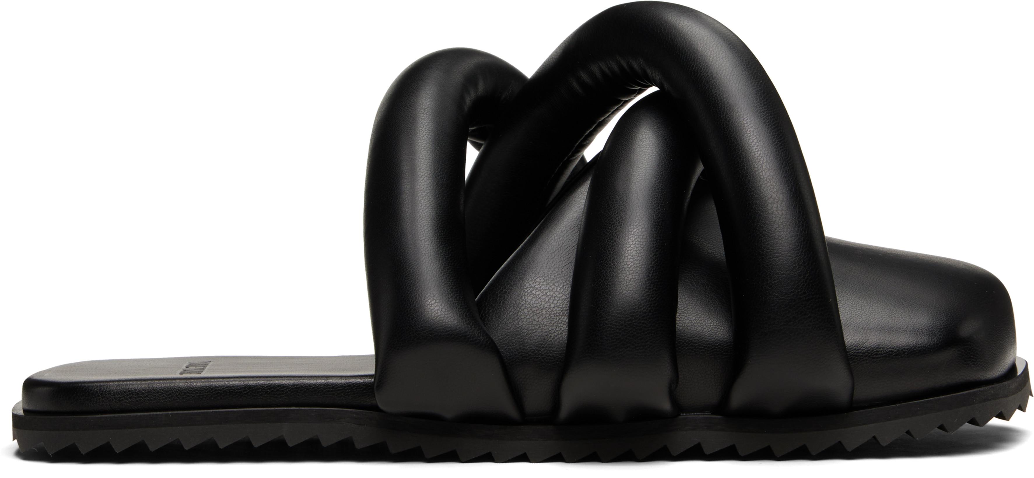 Black Closed Toe Tyre Slide Loafers by YUME YUME