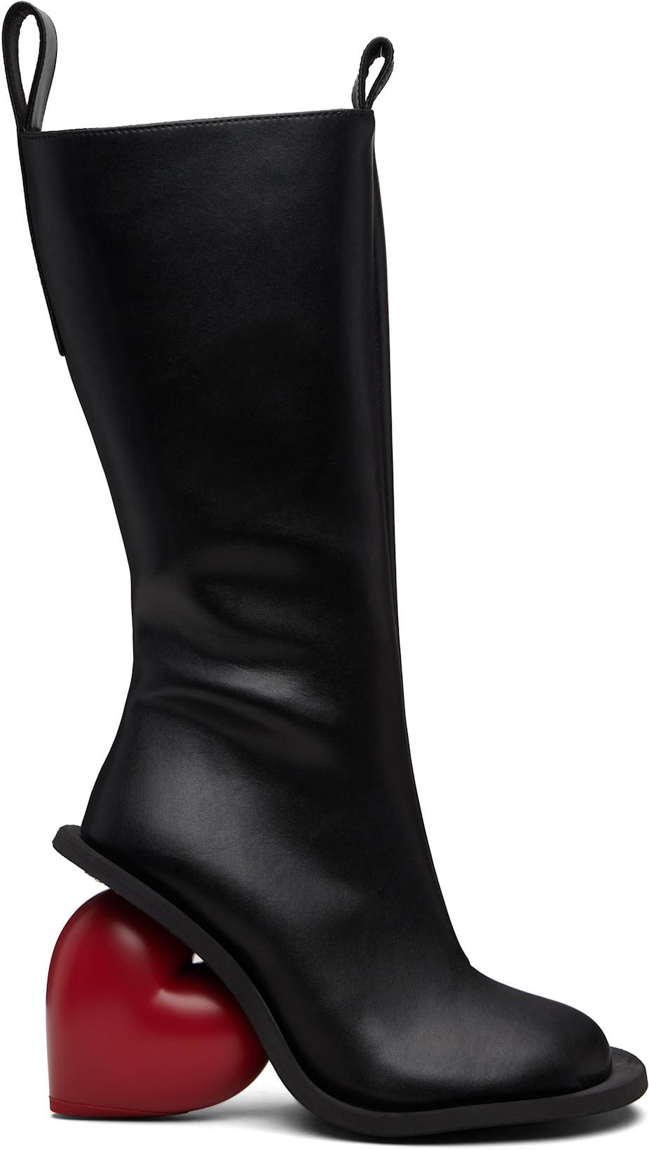 Black & Red Love Tall Boots by YUME YUME