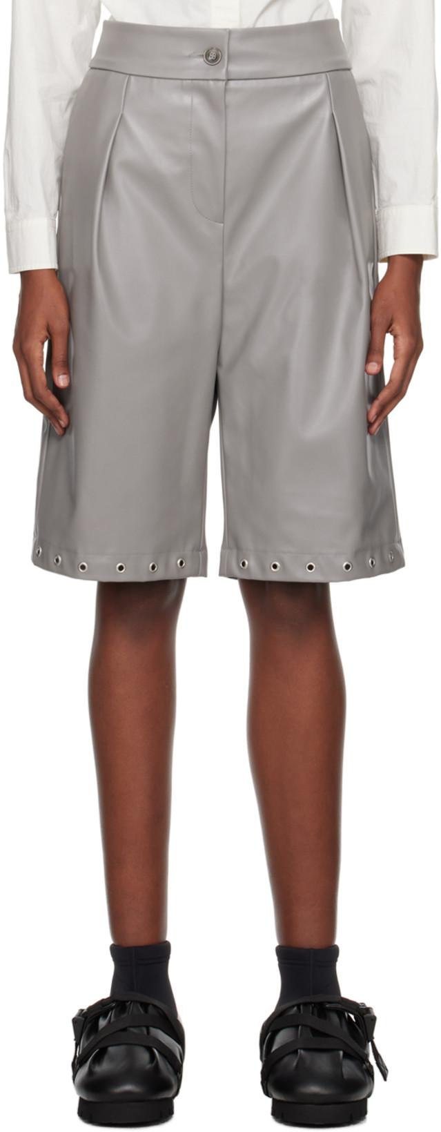 Gray Gardener Faux-Leather Shorts by YUME YUME