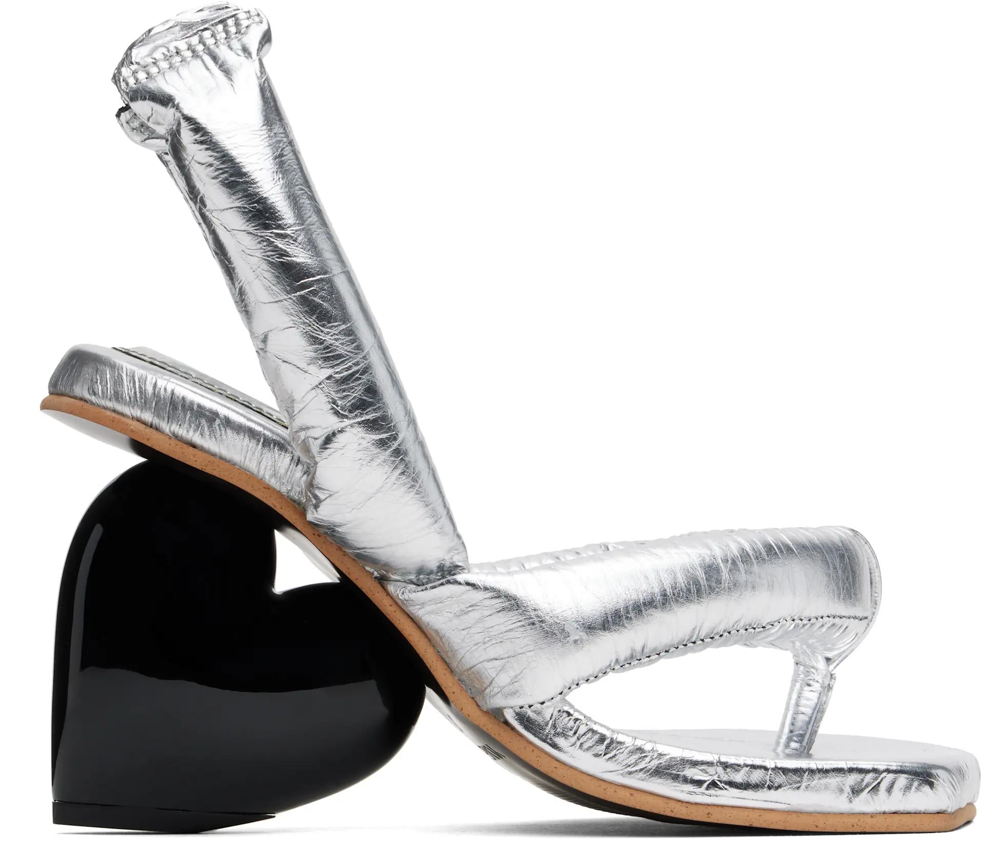Silver Love Heeled Sandals by YUME YUME