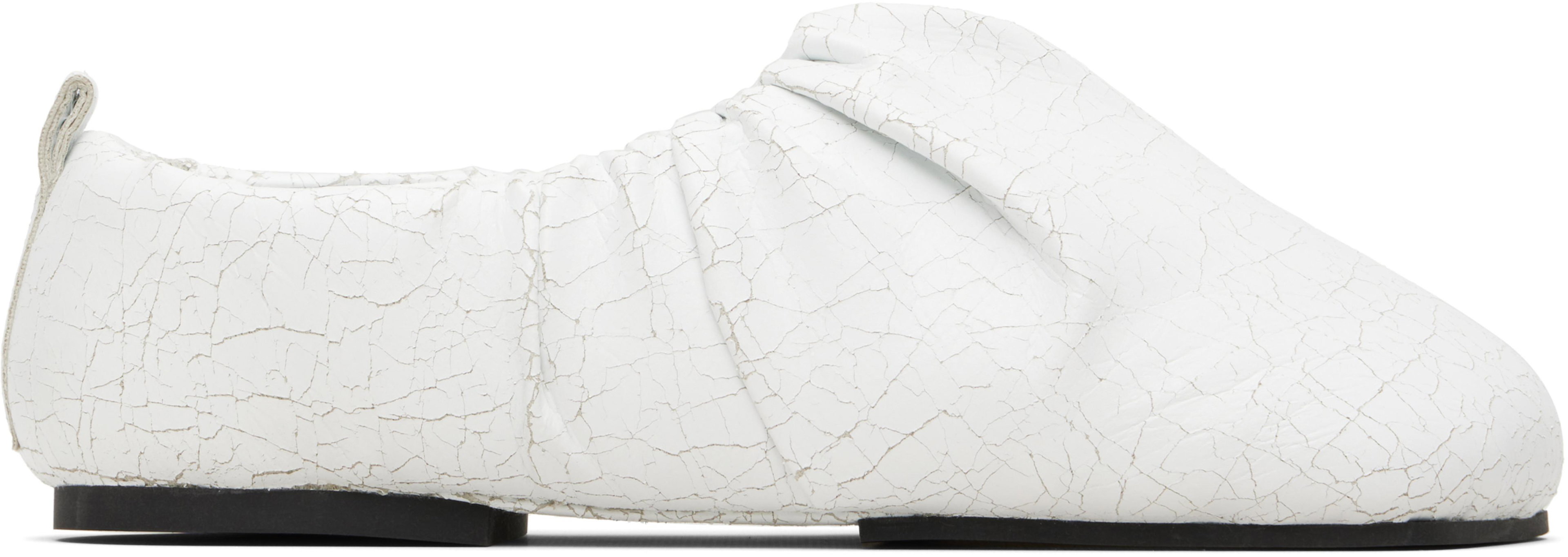 White Wrinkle Loafers by YUME YUME