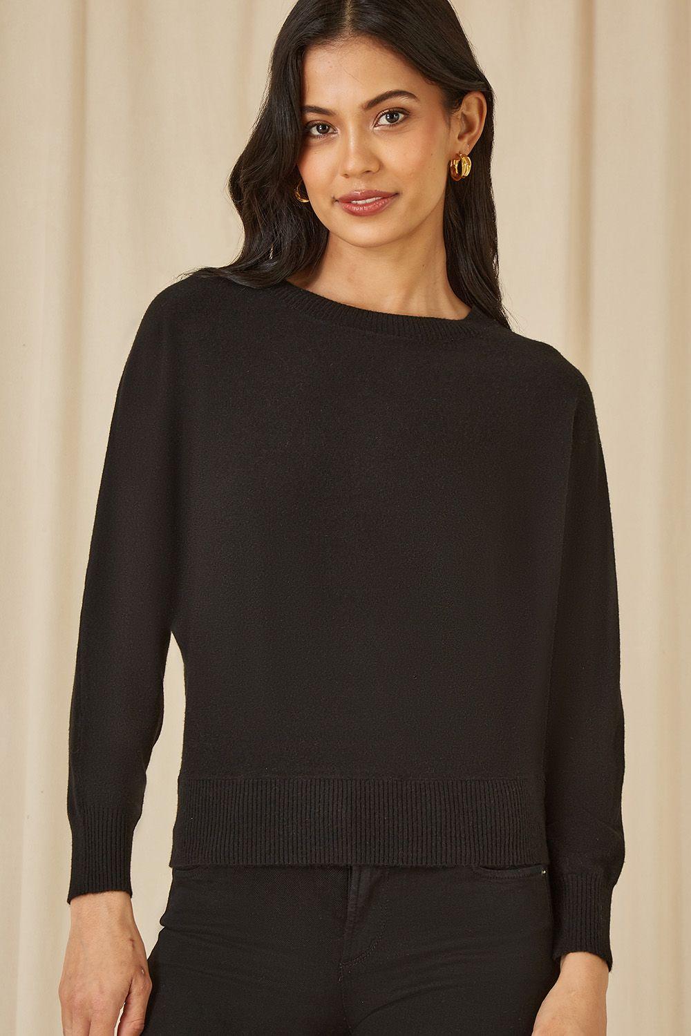 Black Knitted Batwing Jumper by YUMI