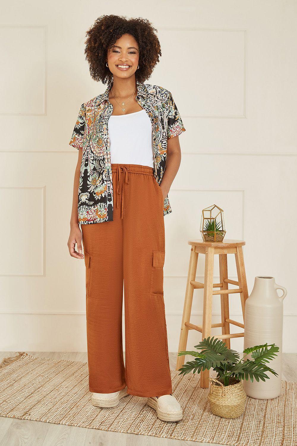 Burnt Orange Cargo Trousers by YUMI