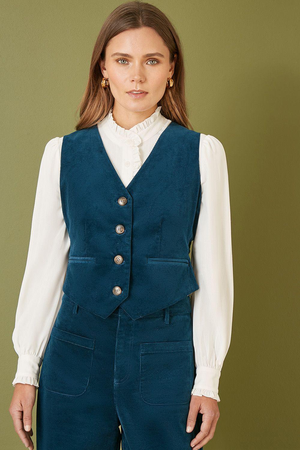 Teal Cord Waistcoat by YUMI