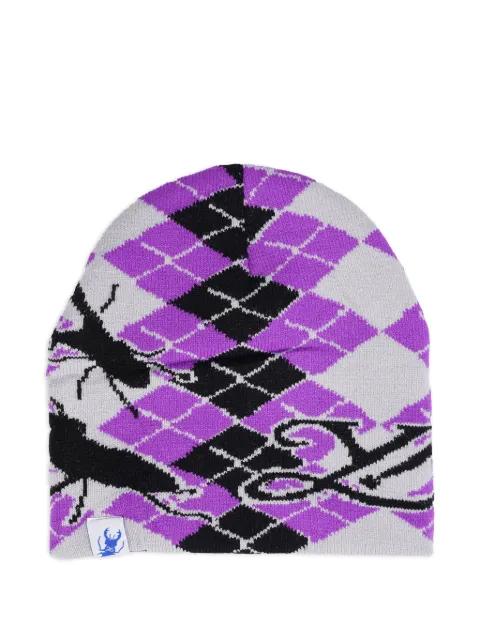 argyle-pattern beanie hat by YUMIN HA