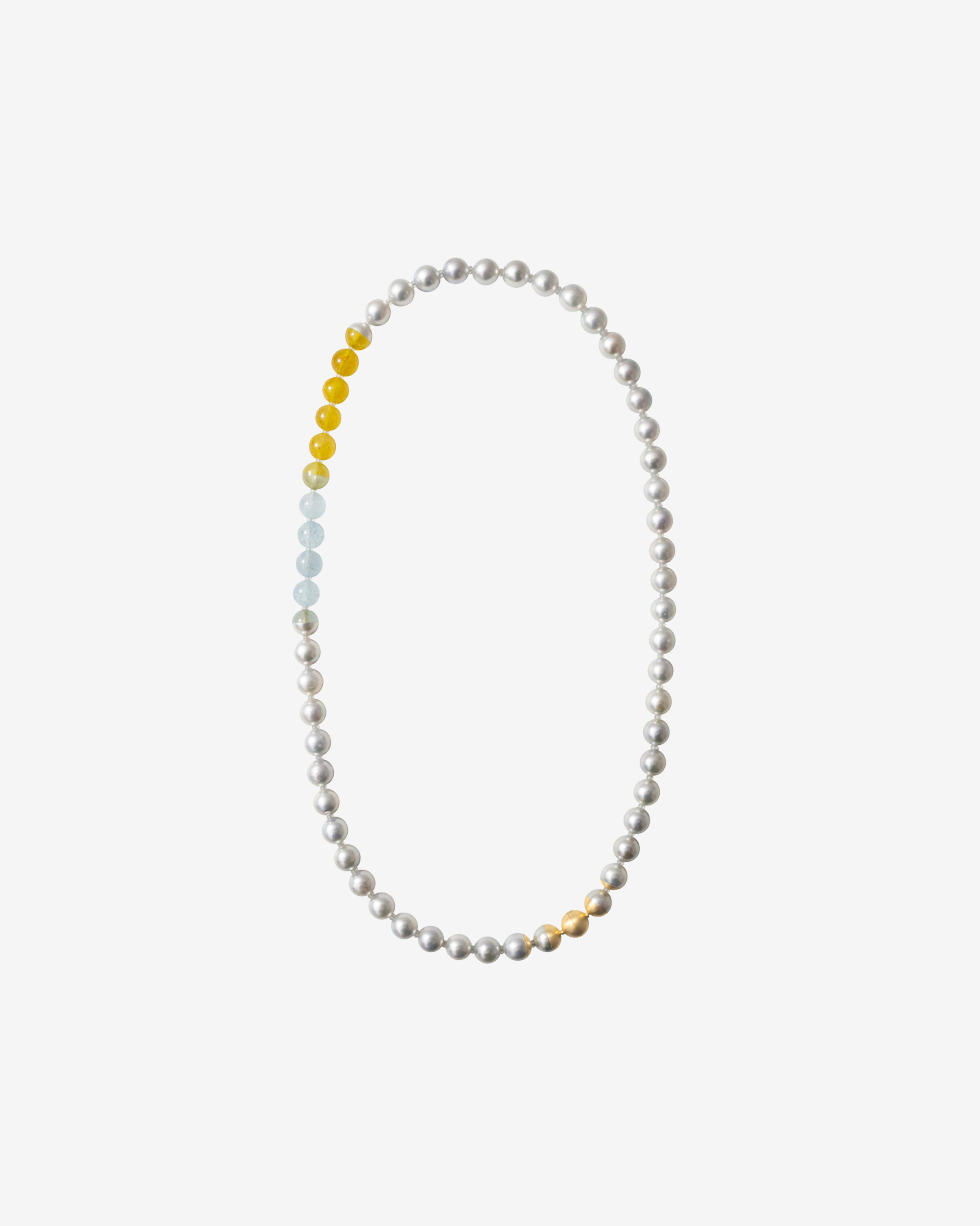 Yutai - Women's Sectional Pearl Necklace - (Aquamarine/Yellow Gold) by YUTAI