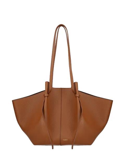 Mochi pebble-grain leather shoulder bag by YUZEFI