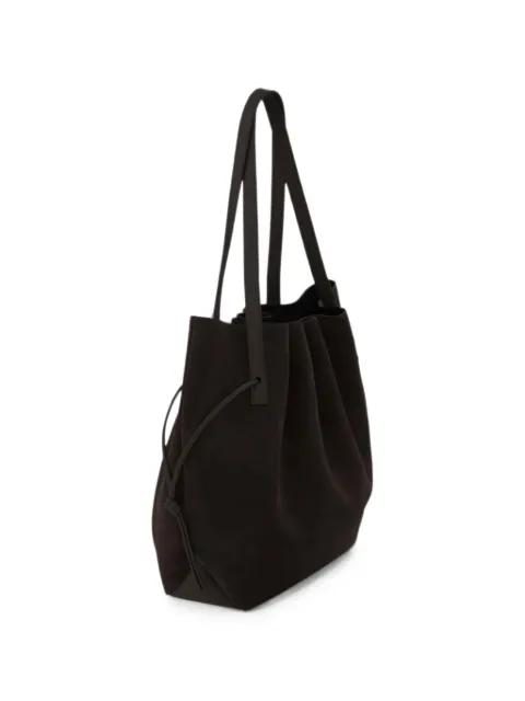 Scallop draped suede shoulder bag by YUZEFI