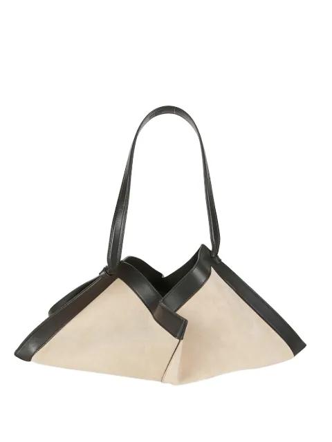 Wonton geometric leather tote bag by YUZEFI