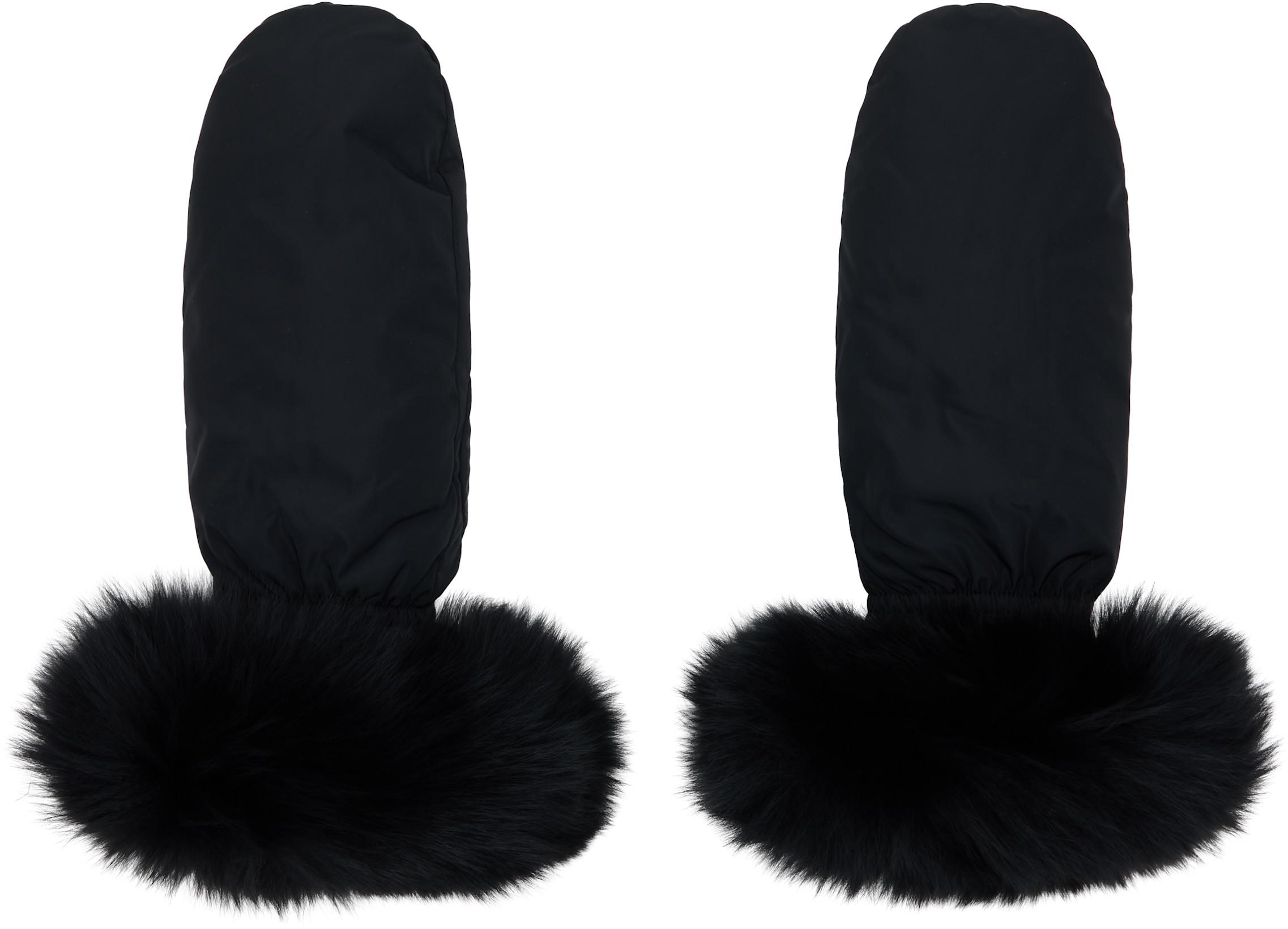 Black Fox Fur & Down Mittens by YVES SALOMON