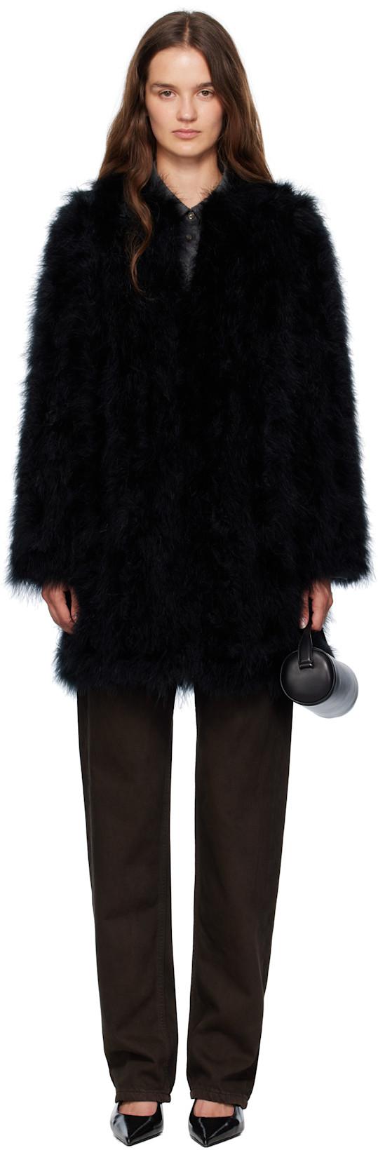 Black Long Feather Coat by YVES SALOMON
