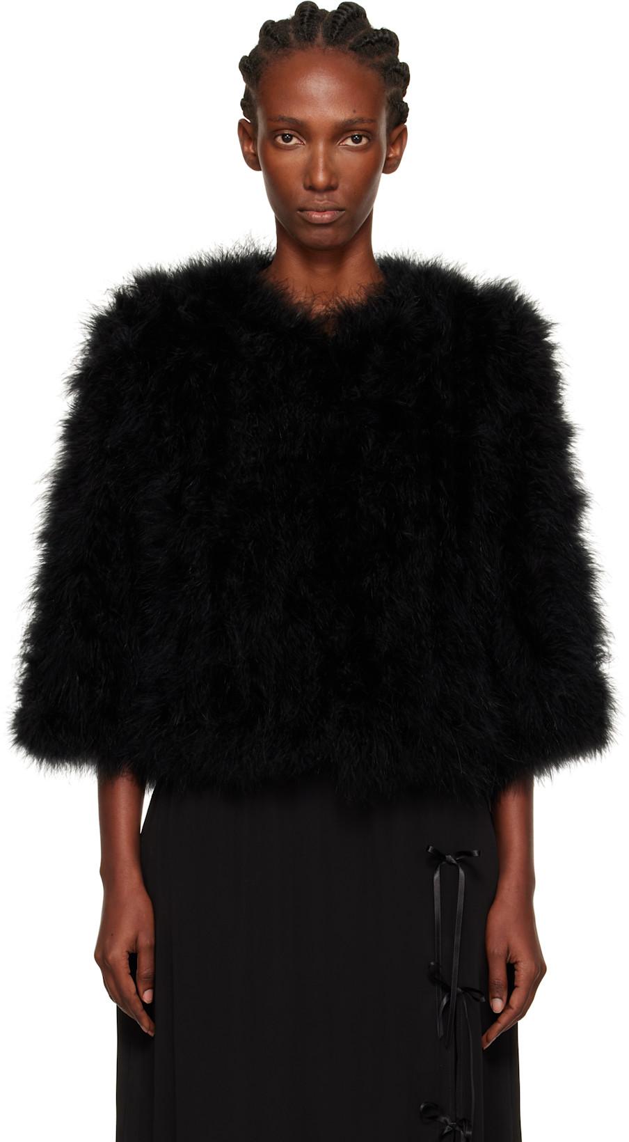 Black Short Feather Jacket by YVES SALOMON