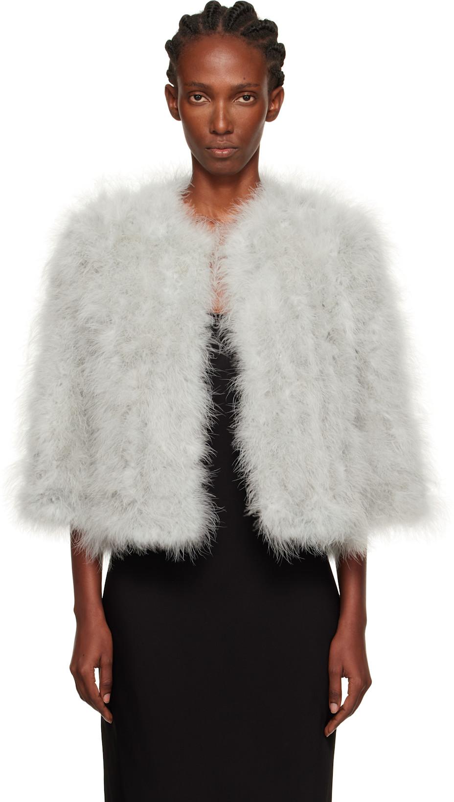 Blue Short Feather Jacket by YVES SALOMON
