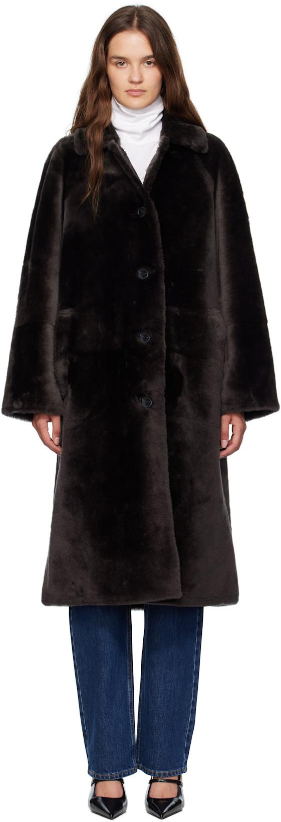 Brown Lambswool Coat by YVES SALOMON