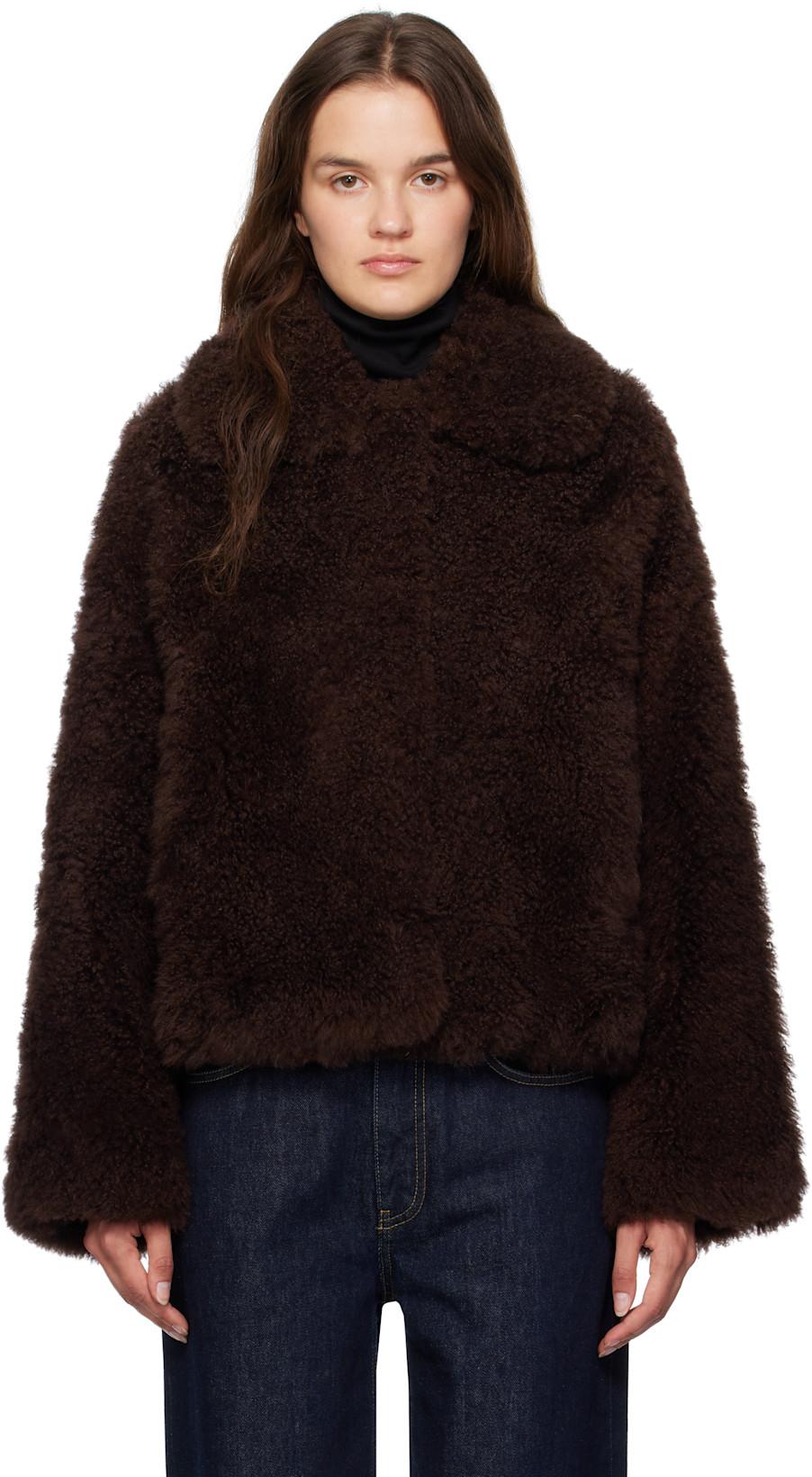Brown Long Hair Jacket by YVES SALOMON