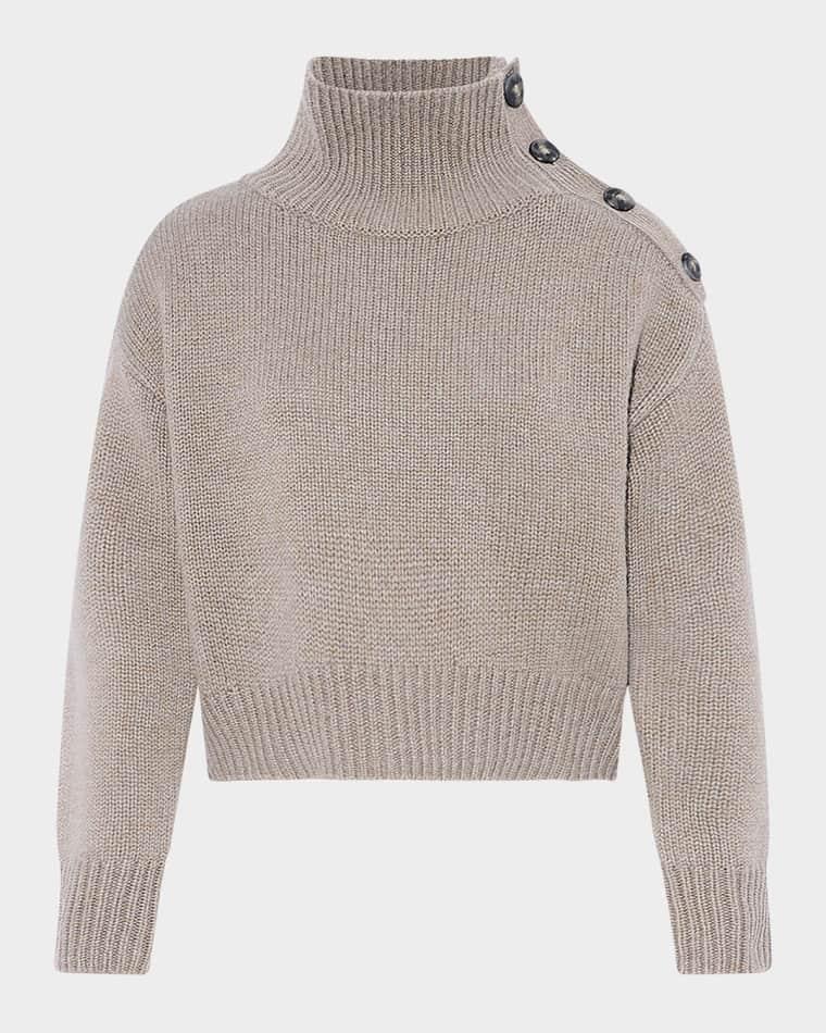Buttoned Wool-Cashmere Sweater by YVES SALOMON