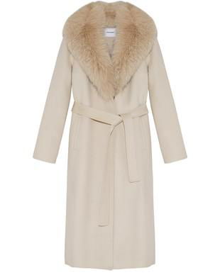 Cashmere coat with fur collar by YVES SALOMON