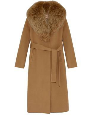 Cashmere coat with fur collar by YVES SALOMON