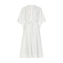 Cotton poplin and leather tunic dress by YVES SALOMON