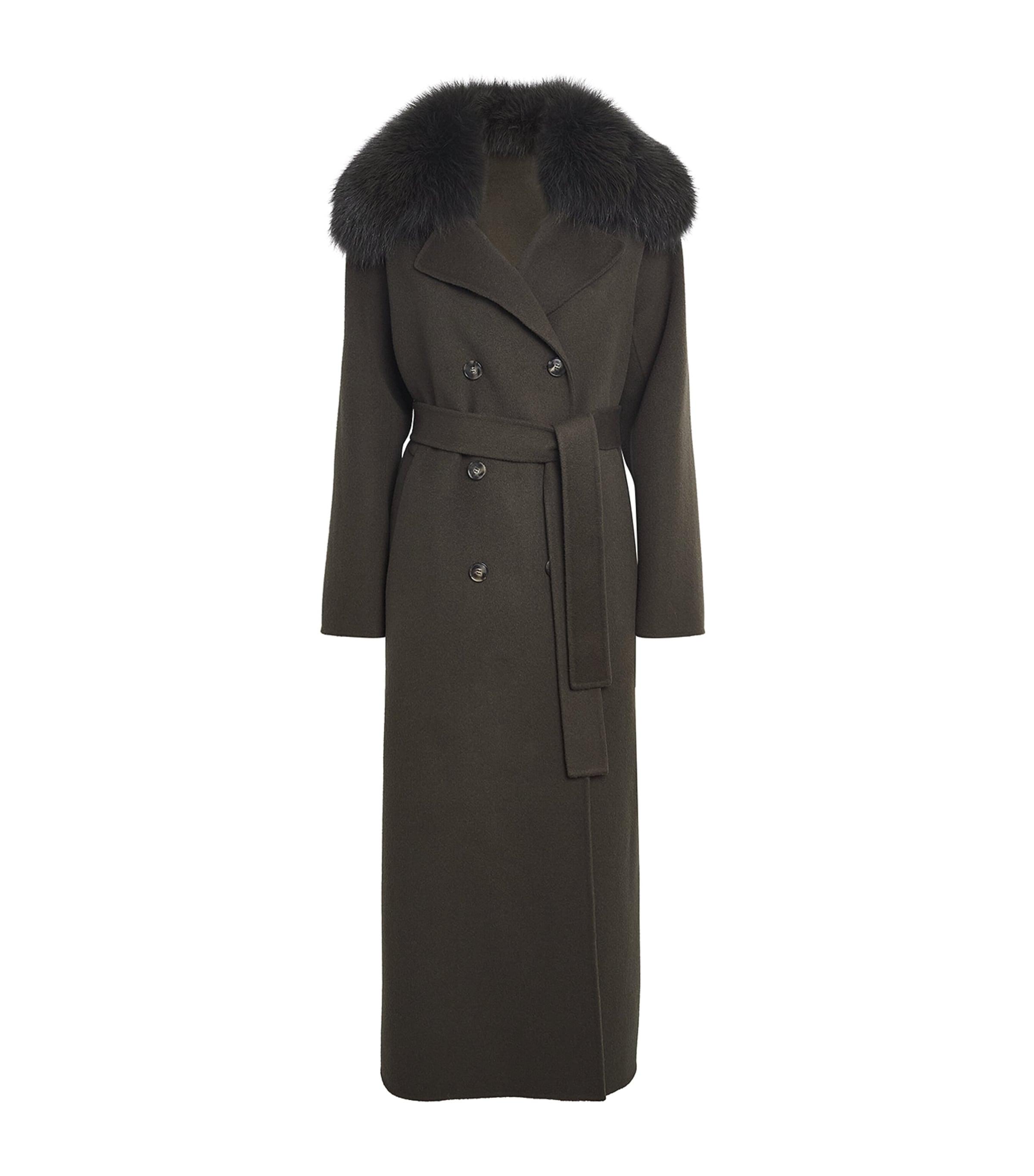 Fur-Trim Double-Breasted Coat by YVES SALOMON