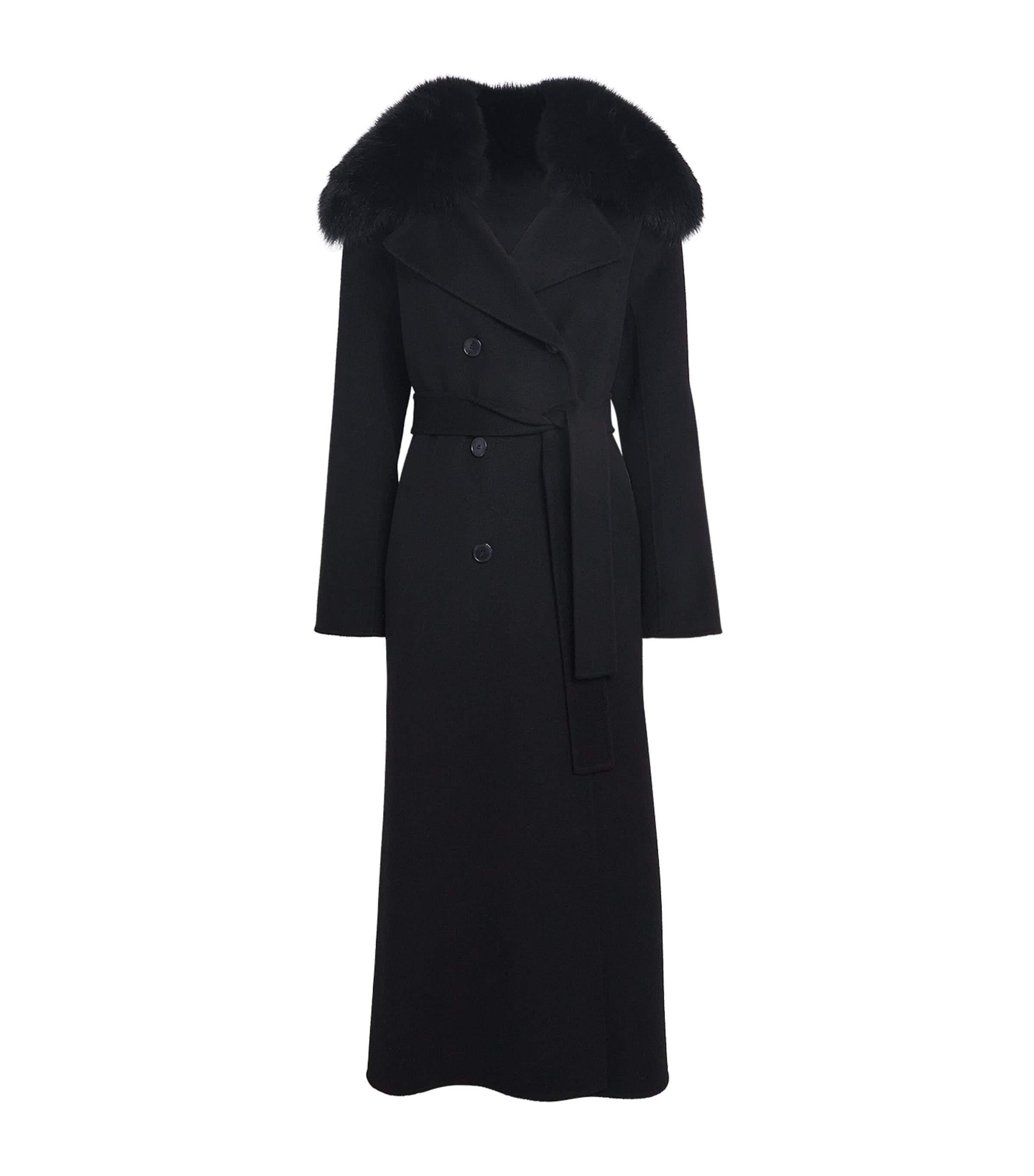 Fur-Trim Double-Breasted Coat by YVES SALOMON