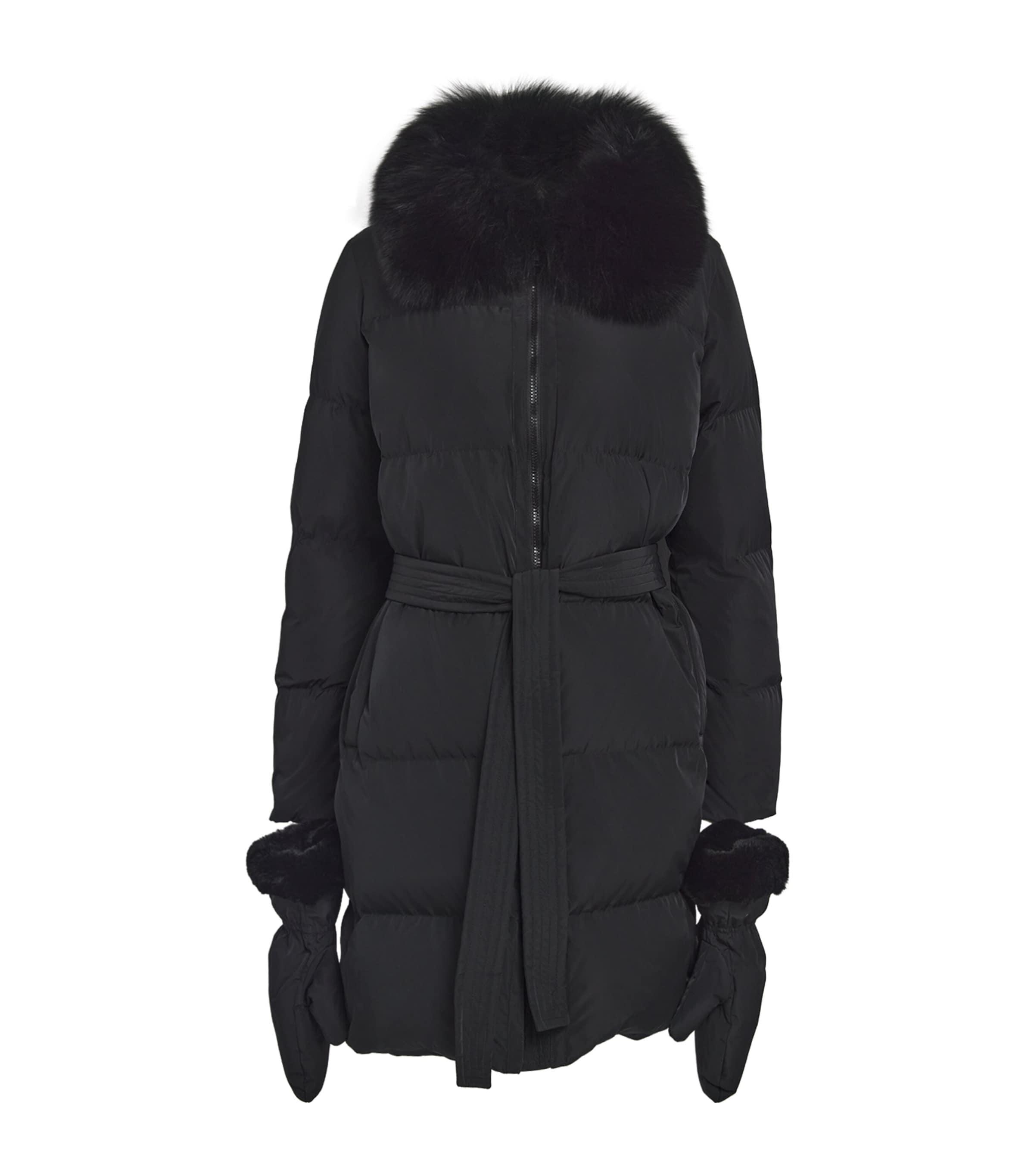 Fur-Trim Down Coat with Mittens by YVES SALOMON