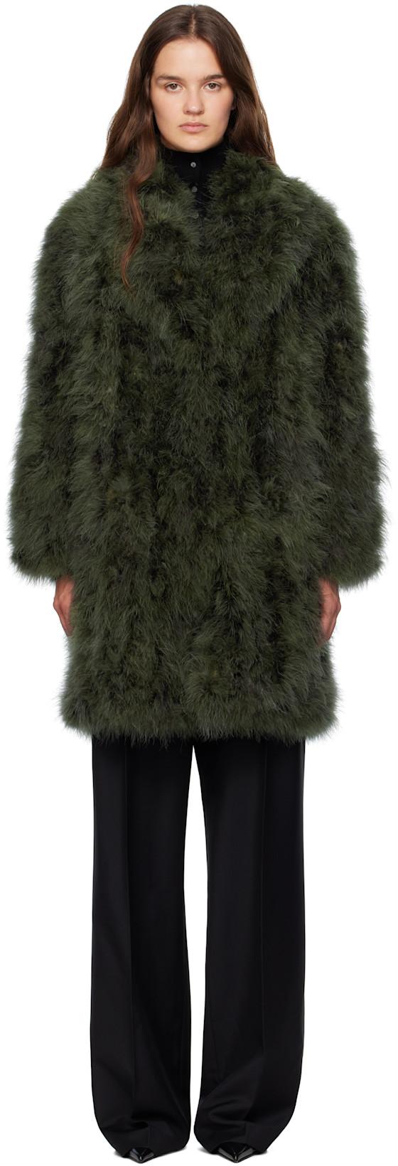 Green Long Feather Coat by YVES SALOMON