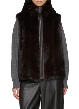 Mink Fur Trim Technical Zip Up Gilet by YVES SALOMON