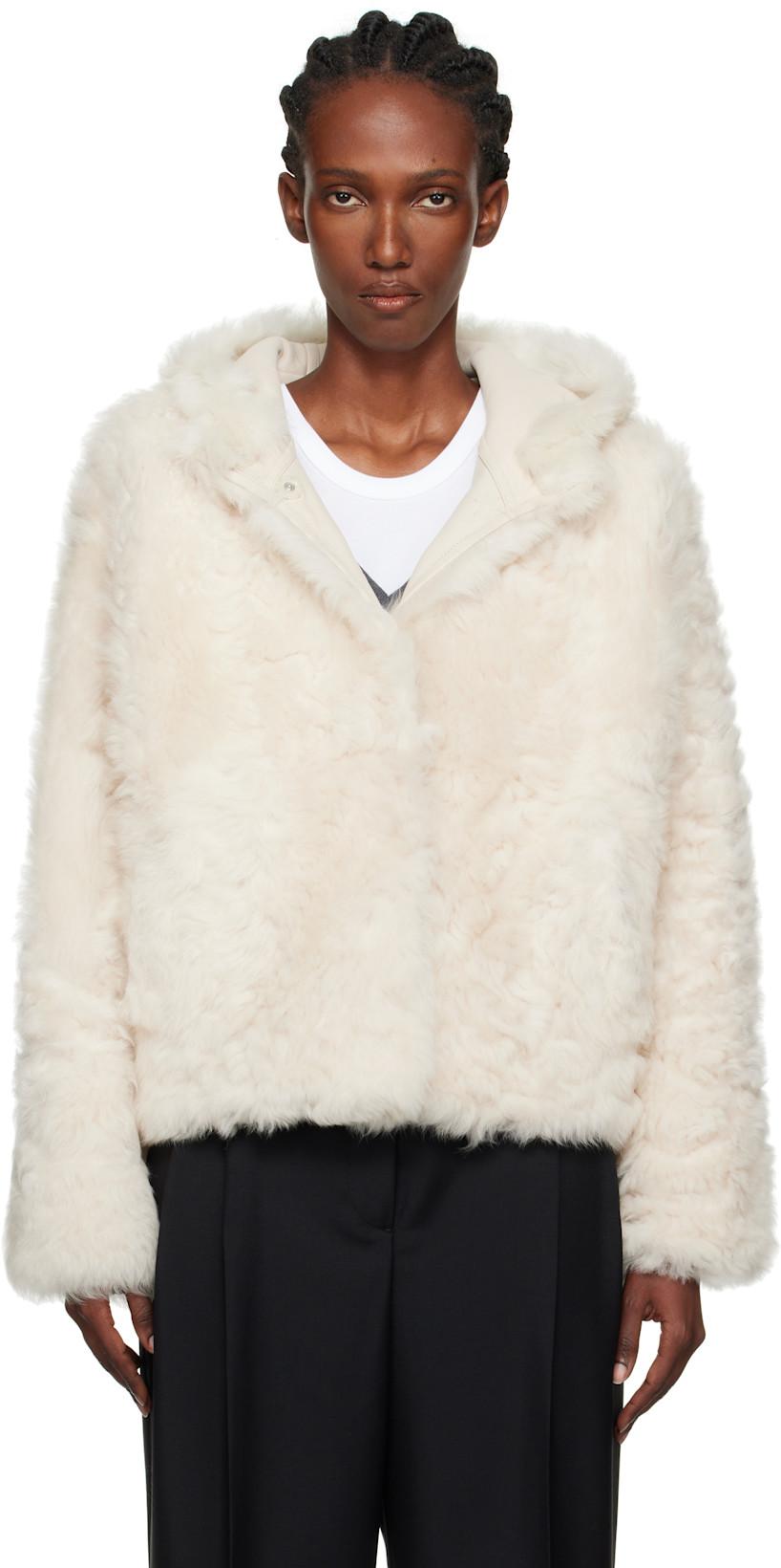 Off-White Short Hooded Shearling Jacket by YVES SALOMON