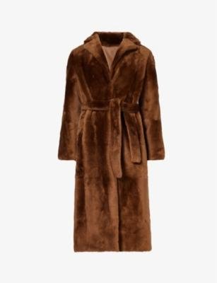 Single-breasted belted shearling coat by YVES SALOMON