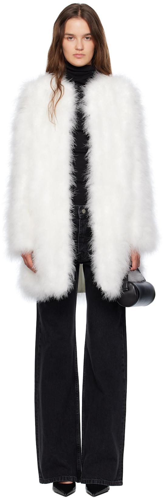 White Long Feather Coat by YVES SALOMON